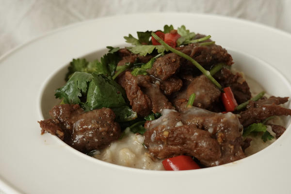 香菜牛肉燕麦粥🥣Savory Oatmeal w/ Beef & Cilantro