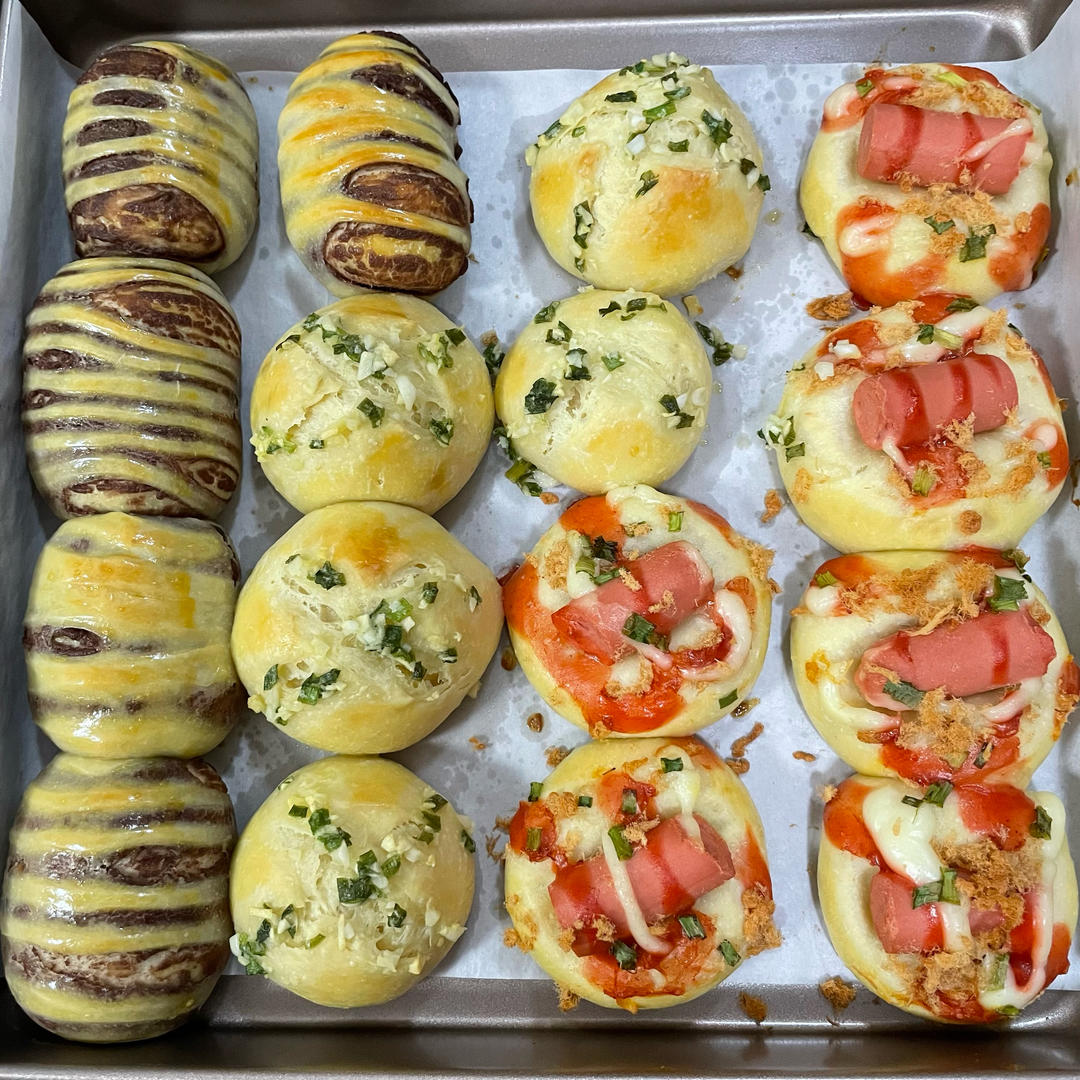 一个面团做4种口味面包！松软可口巨美味！