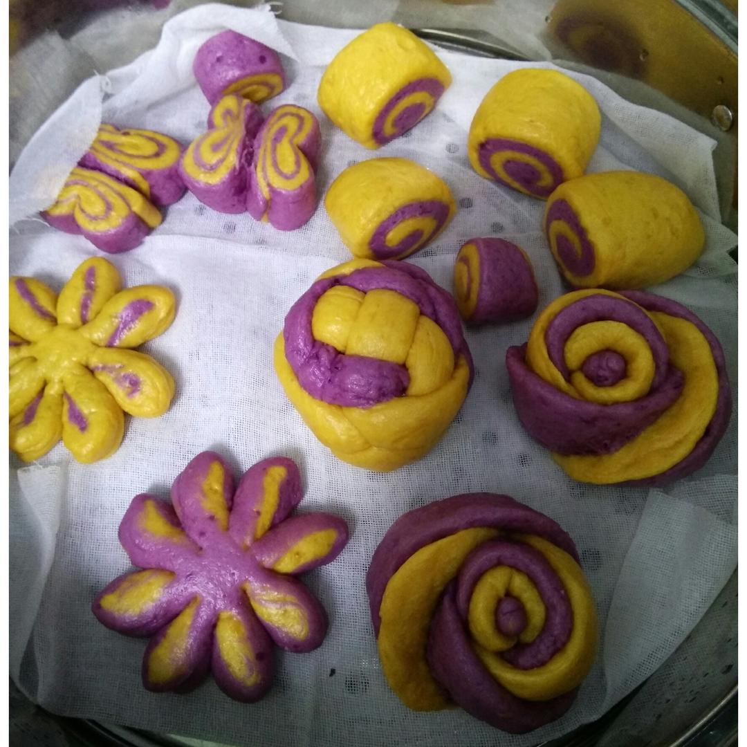 南瓜紫薯花样馒头