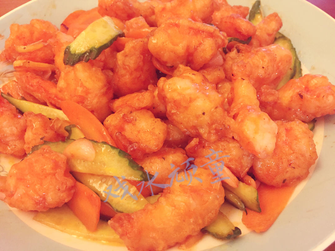 大虾入味又好吃的做法～茄汁熘虾段