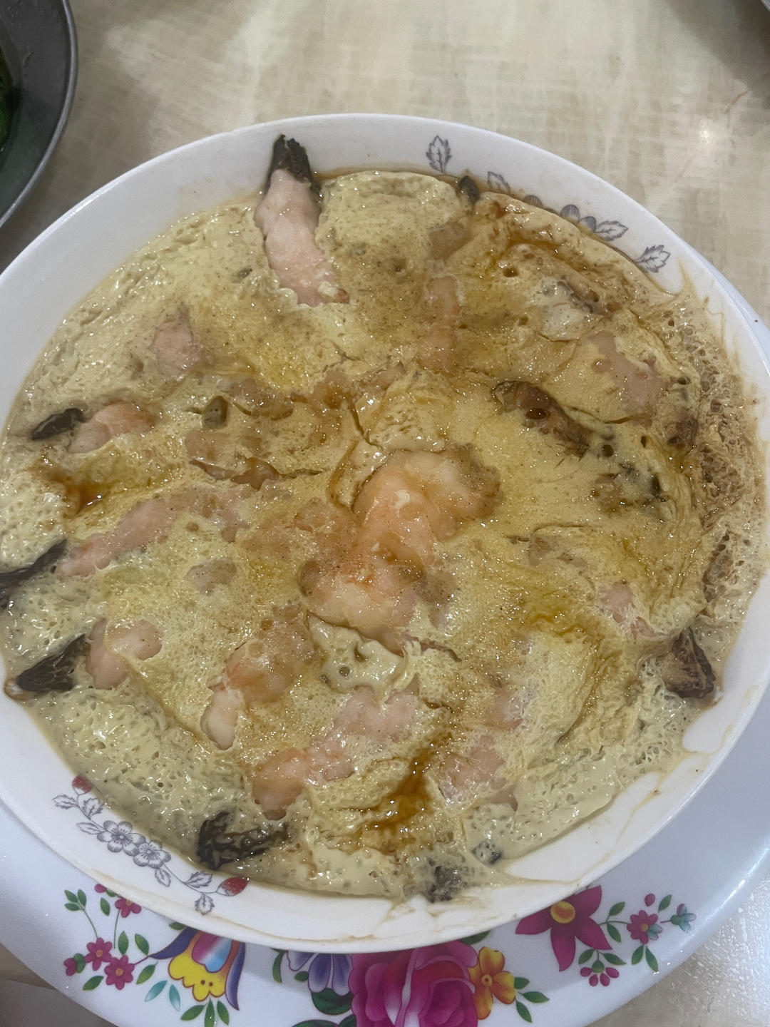 虾滑羊肚菌蒸蛋