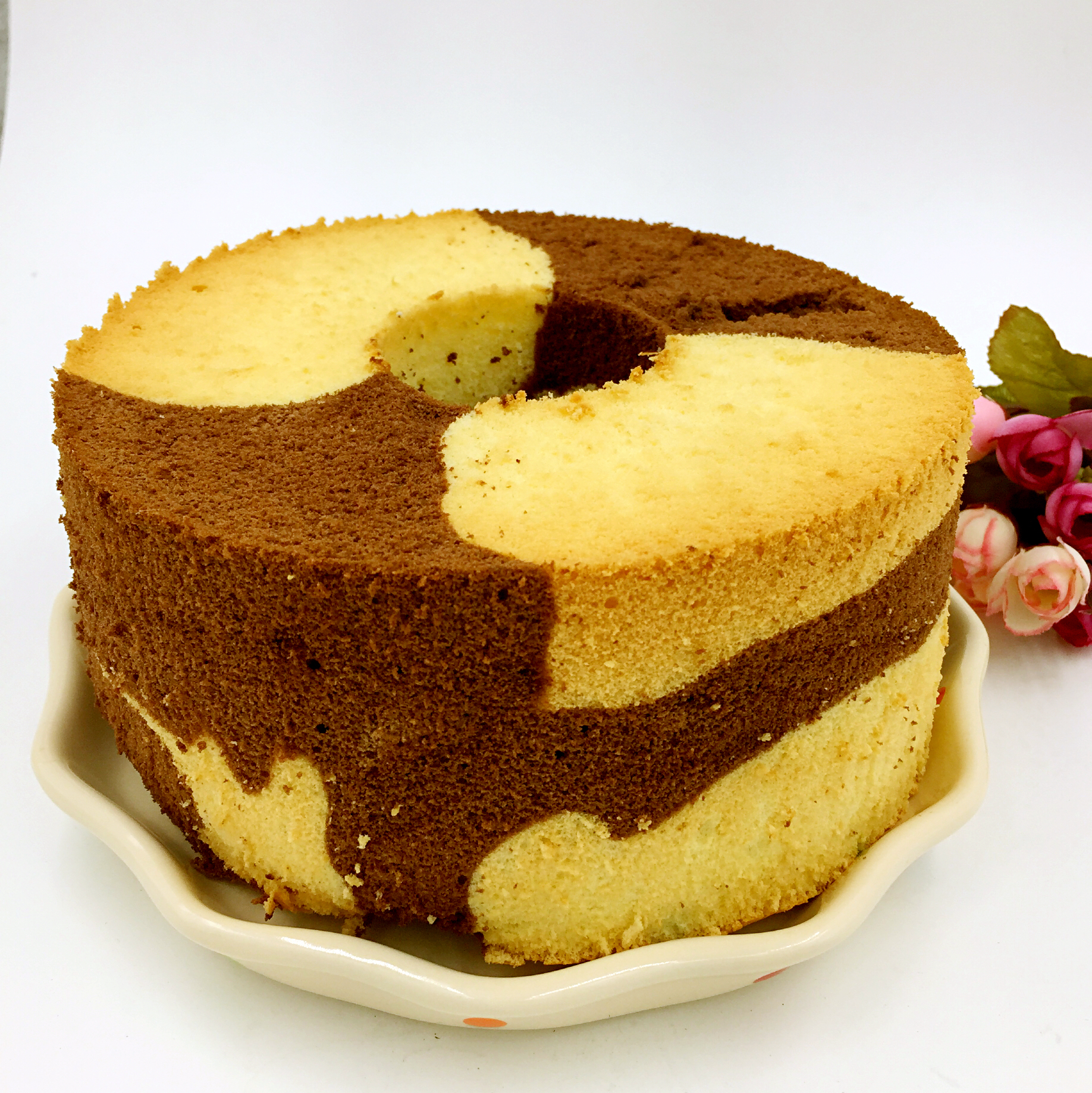 可可双色戚风（奶牛戚风）～17厘米加高戚风模或者18厘米戚风模