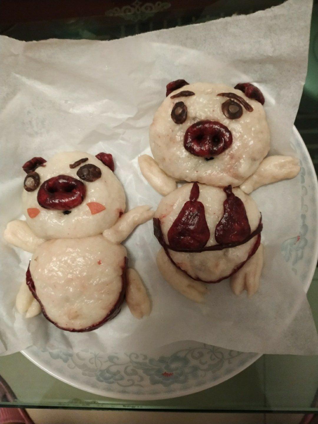 比基尼情侣猪卡通馒头