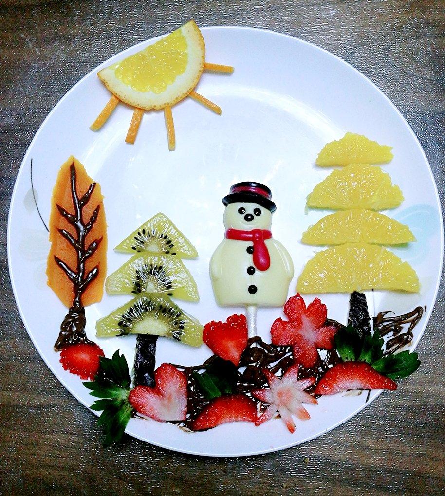手机用户3222_x8z1做的小雪人水果拼盘