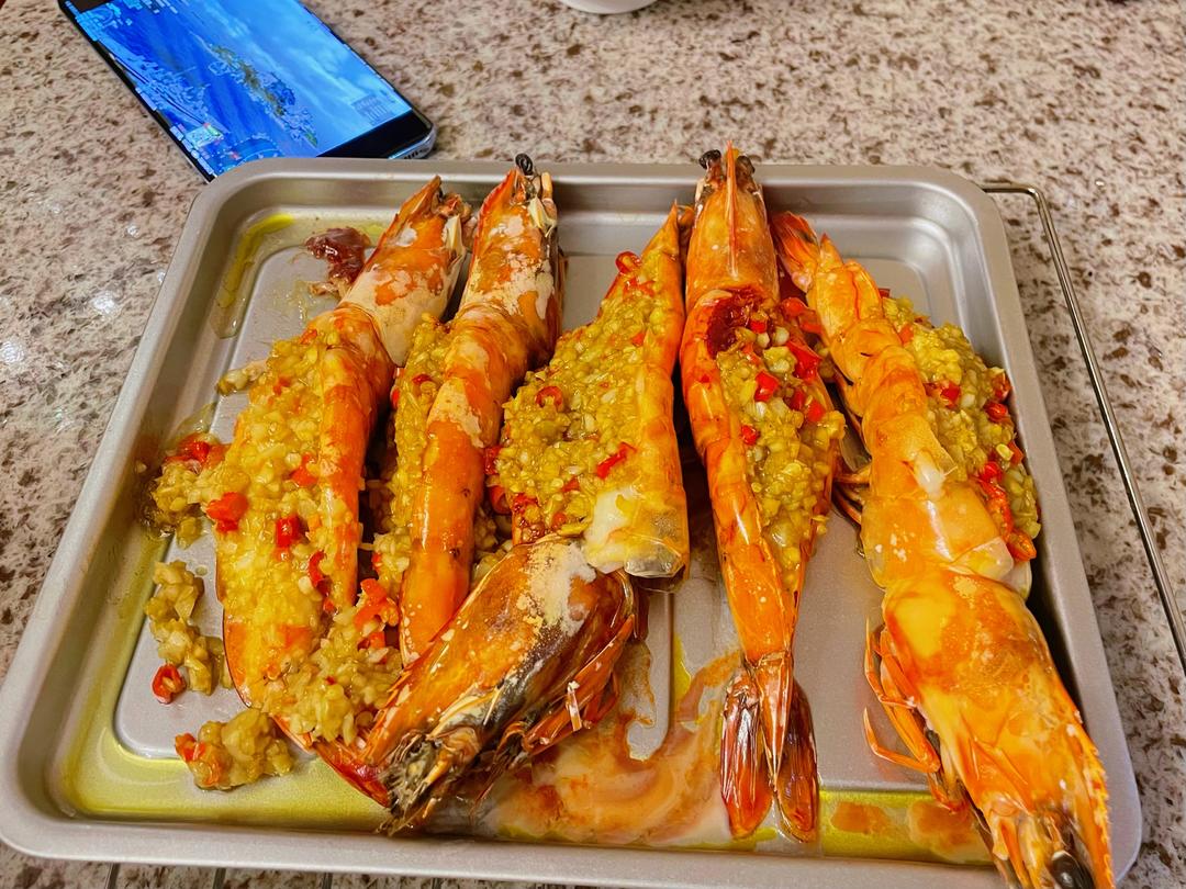 烤箱|蒜蓉烤大虾