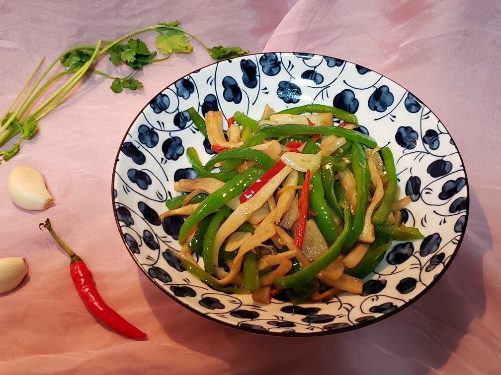 鸡汁青椒杏鲍菇+太太乐鲜鸡汁芝麻香油的做法 步骤9