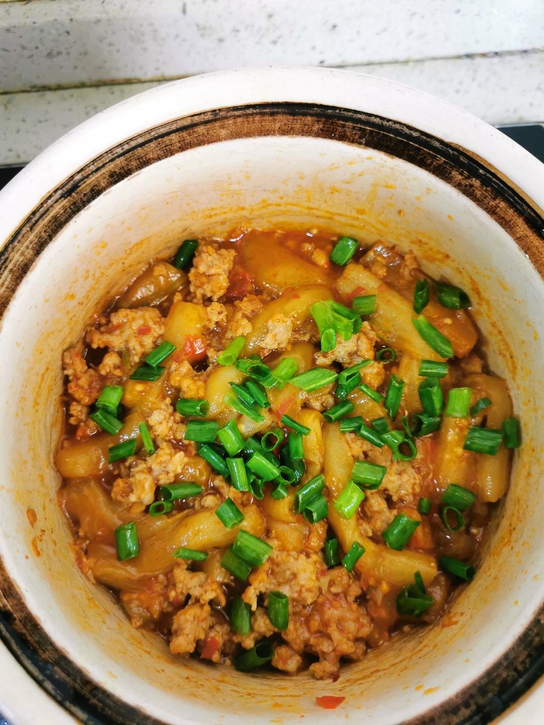 不用油炸超省油的鱼香肉末茄子煲