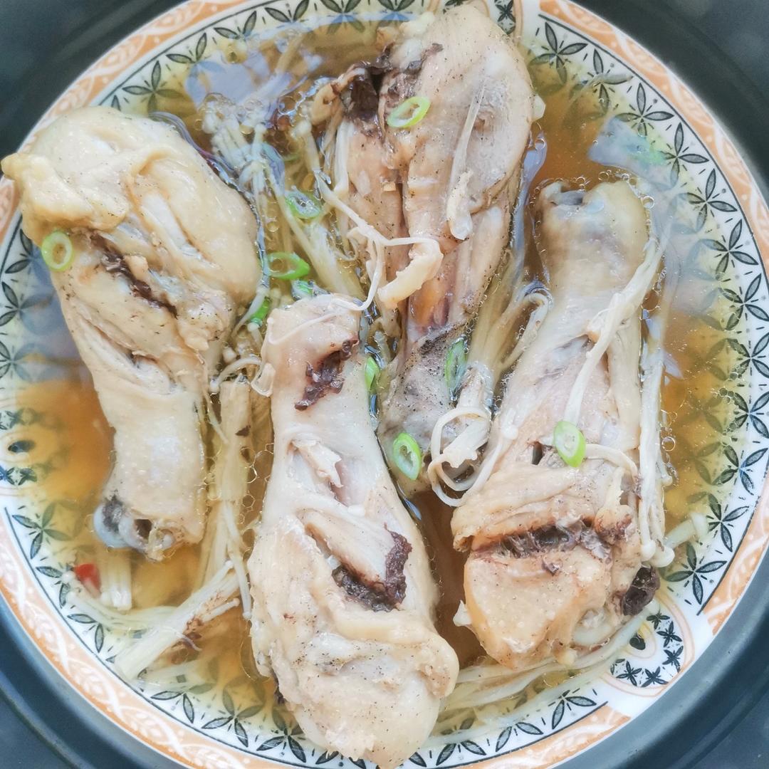 爆好吃❗️鲜嫩多汁，无油版金针菇蒸鸡腿