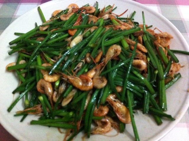 小河虾炒韭菜