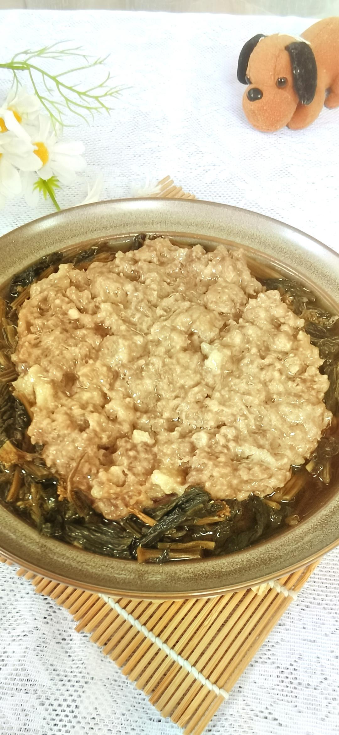 菜心干蒸肉饼