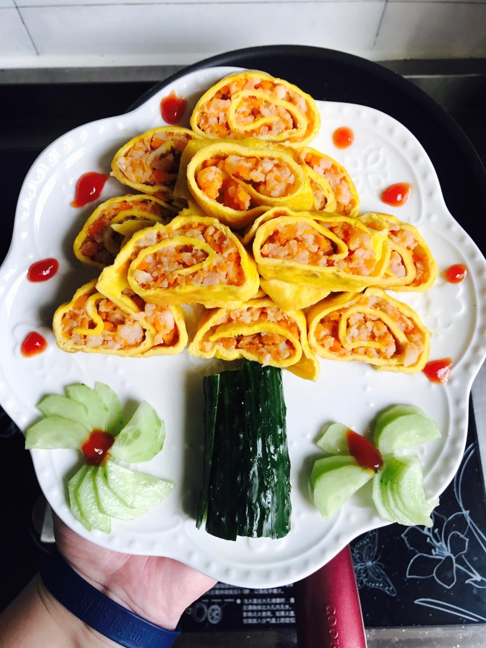 鲜虾鸡蛋卷宝宝辅食精华一岁以上宝宝