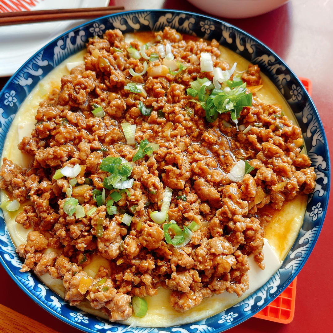【豆腐肉末蒸蛋】非常嫩滑，小朋友也特喜欢