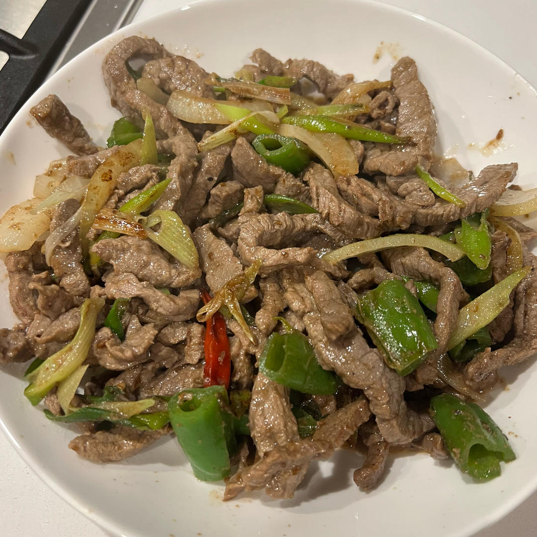 孜然大葱炒牛肉