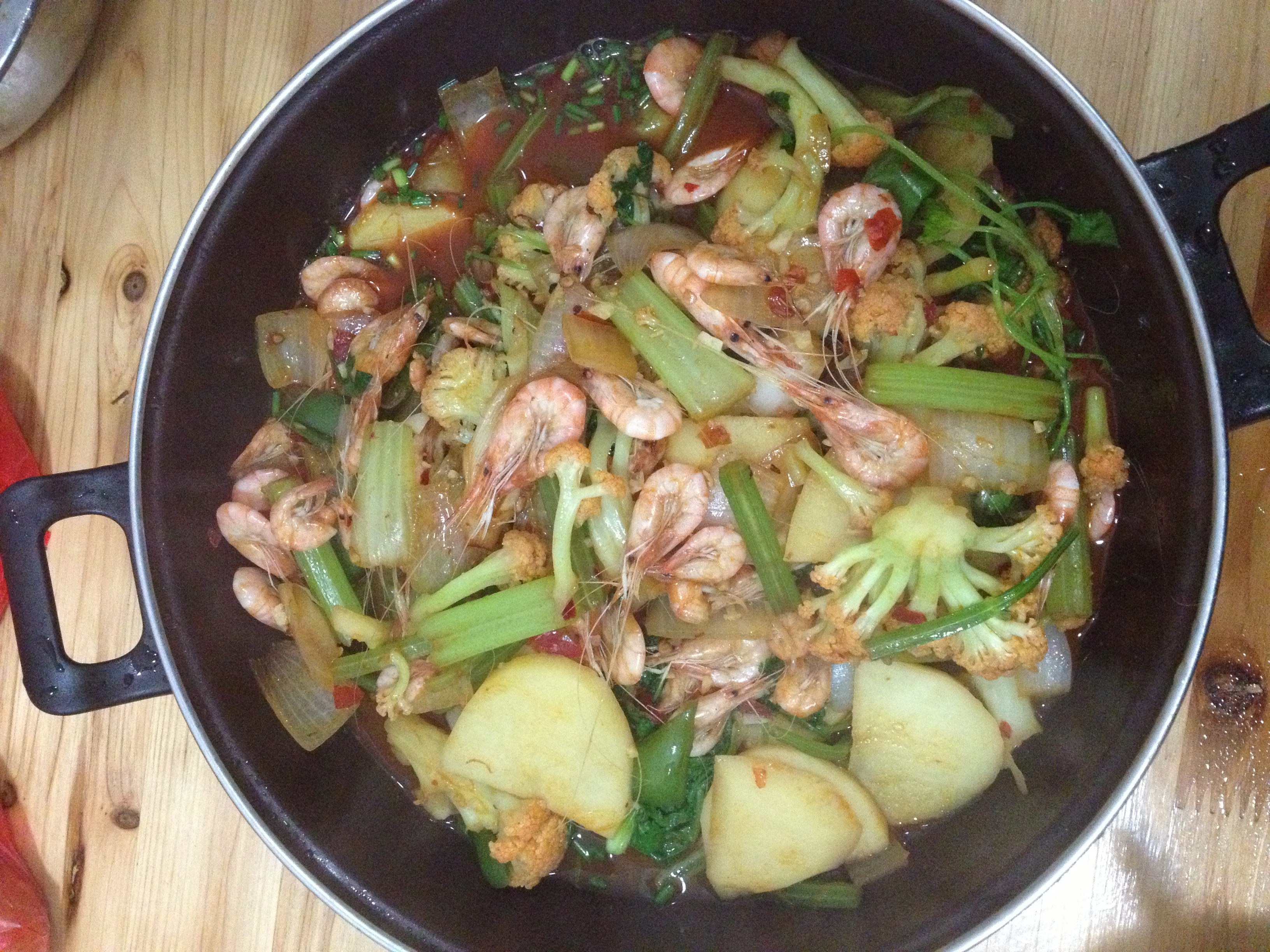 干锅海虾蔬菜煲