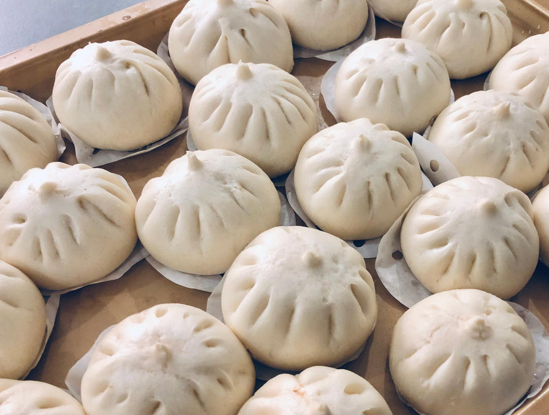 叉烧包（老面，一次发酵）