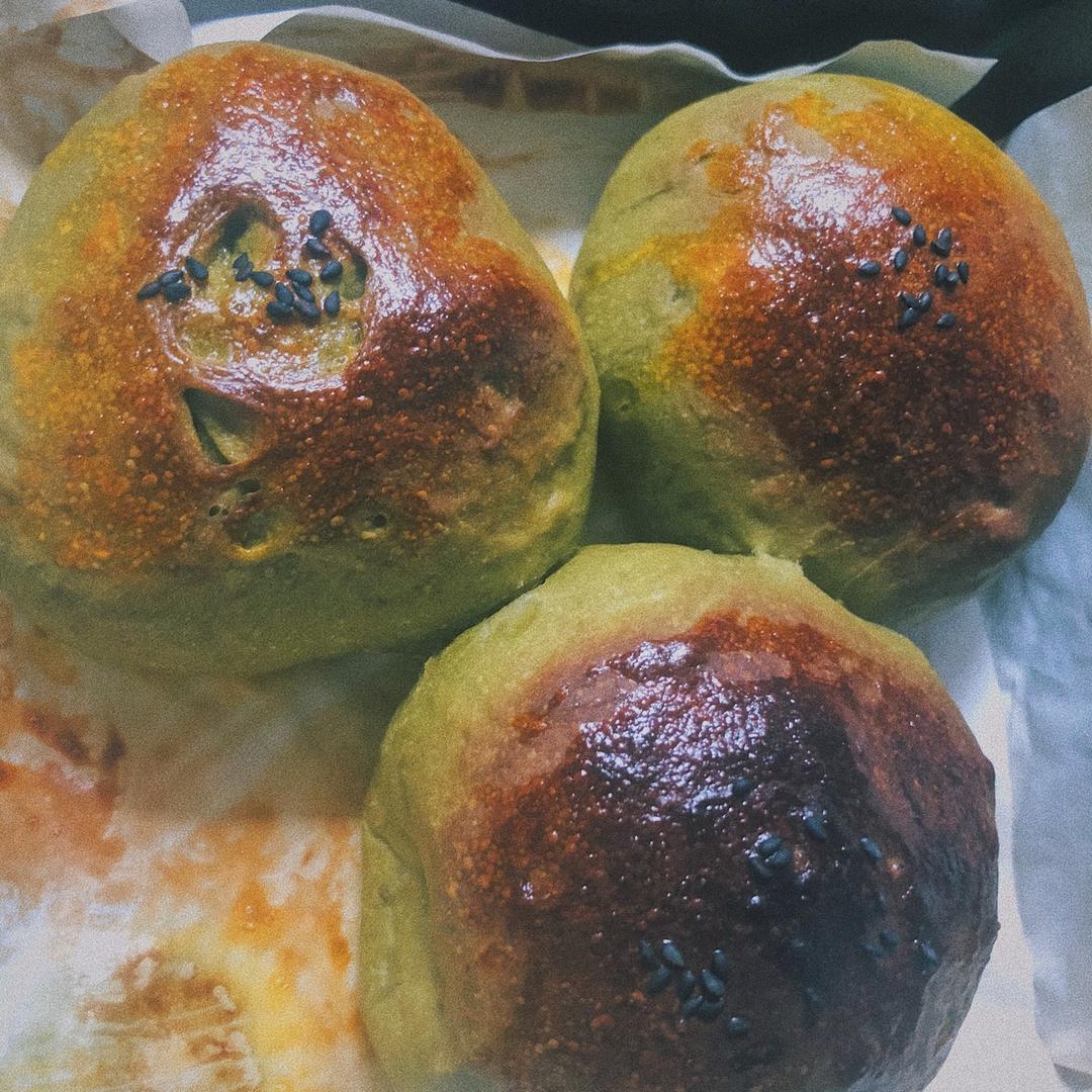 抹茶红豆软面包