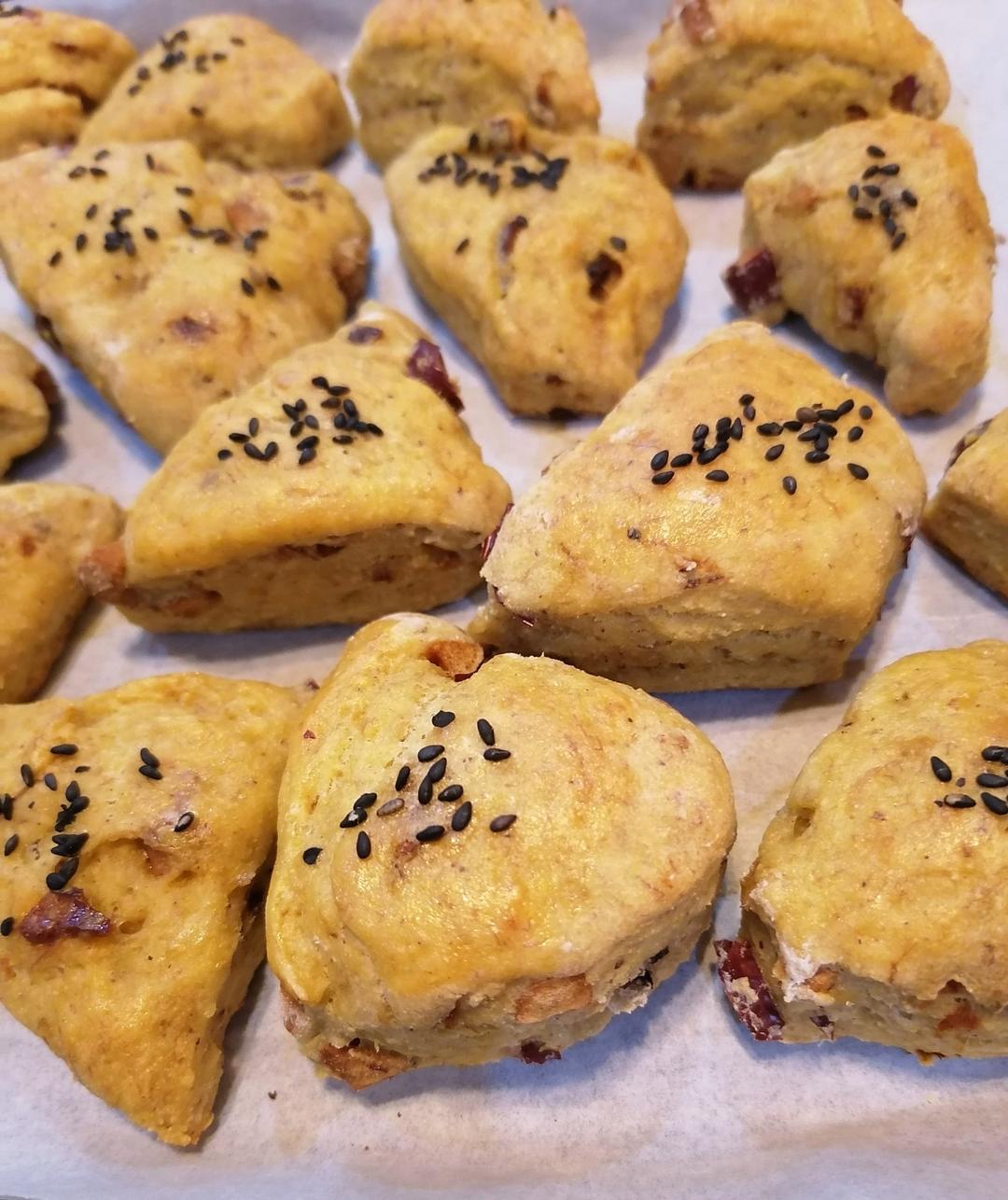 快手下午茶 蔓越莓香蕉司康饼  （全麦无糖少油 无蛋奶 减肥瘦身 ）