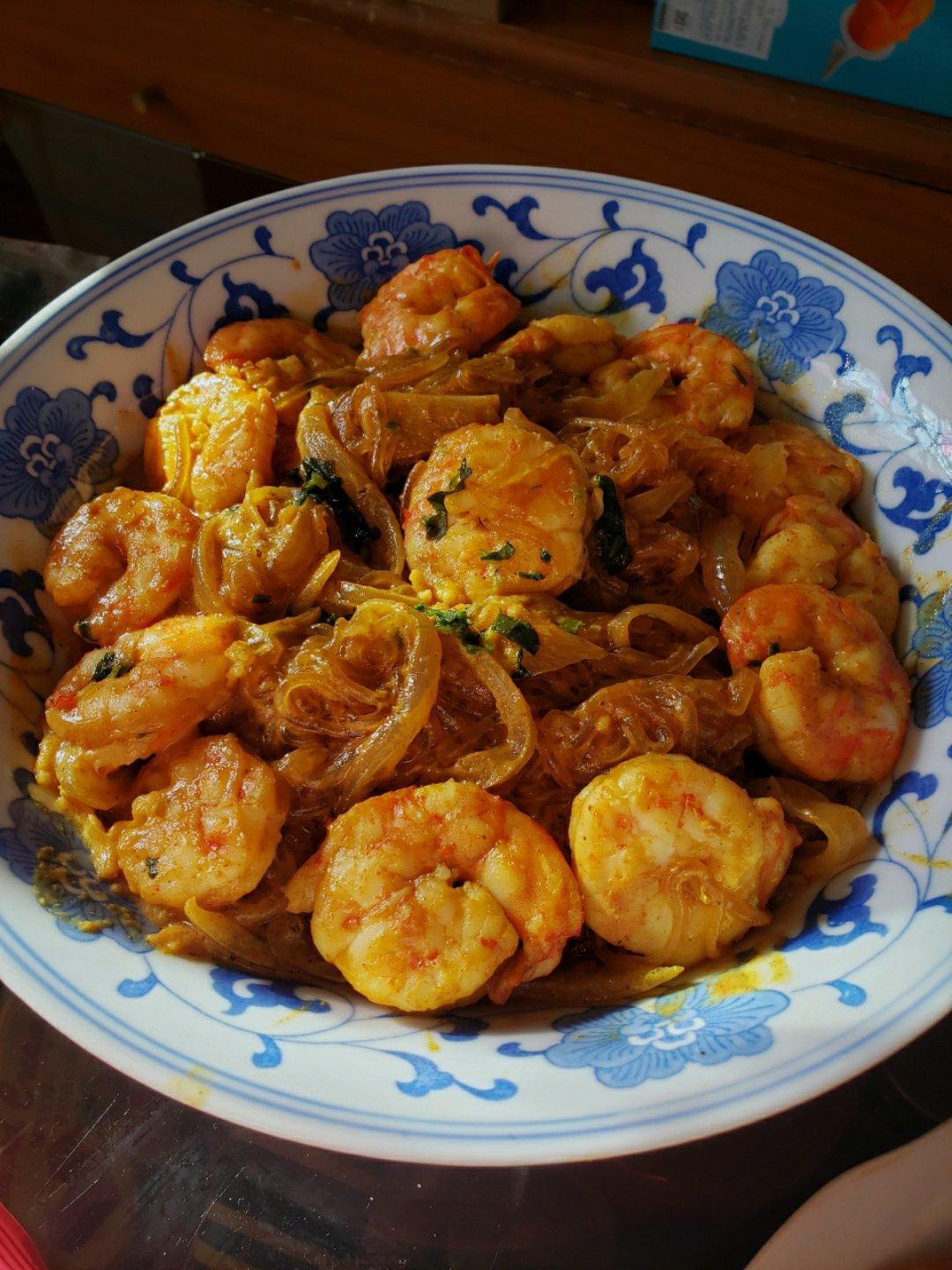 咖喱鲜虾粉丝煲