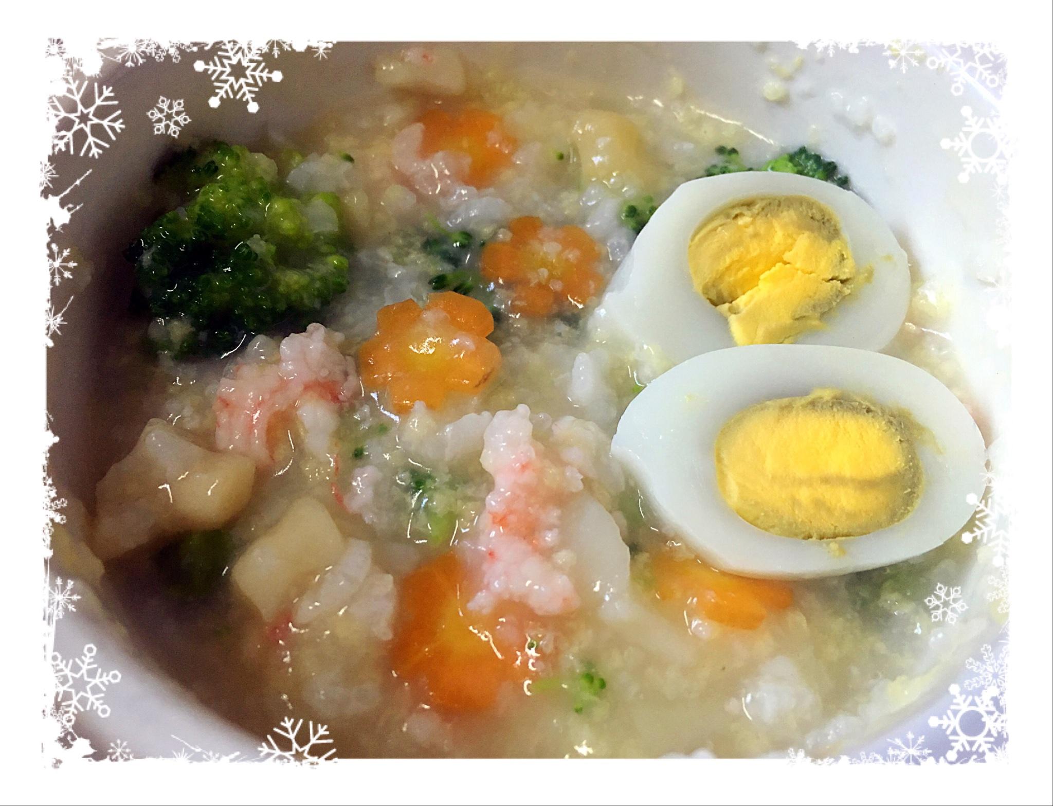 宝贝早餐—干贝鲜虾杂蔬粥的做法 步骤2