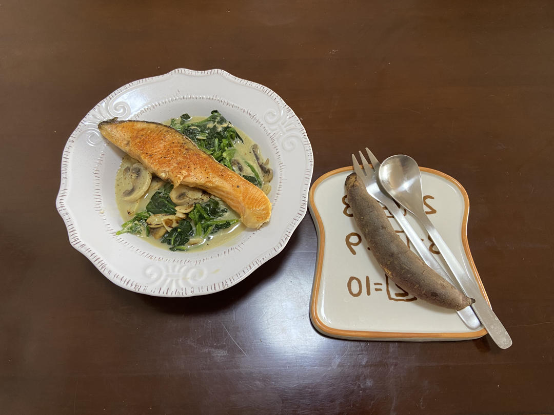 Brunch&一人食｜低卡版奶油菠菜三文鱼｜Creamy Salmon✨