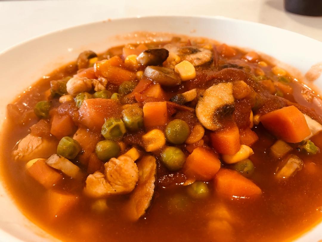 番茄什锦炖鸡胸肉【减肥菜】