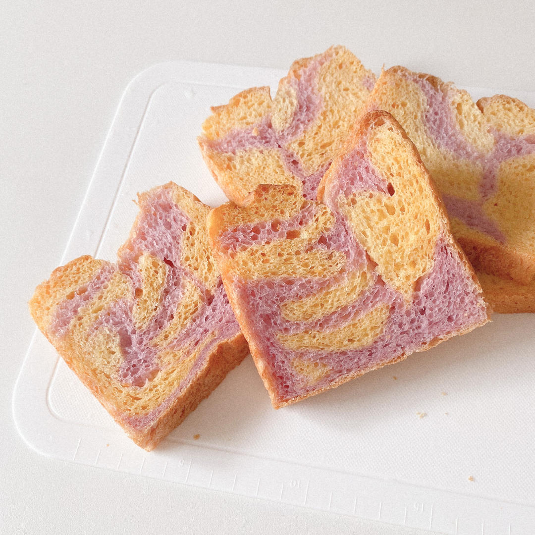 双色紫薯红薯吐司｜薯泥版｜面包机揉面