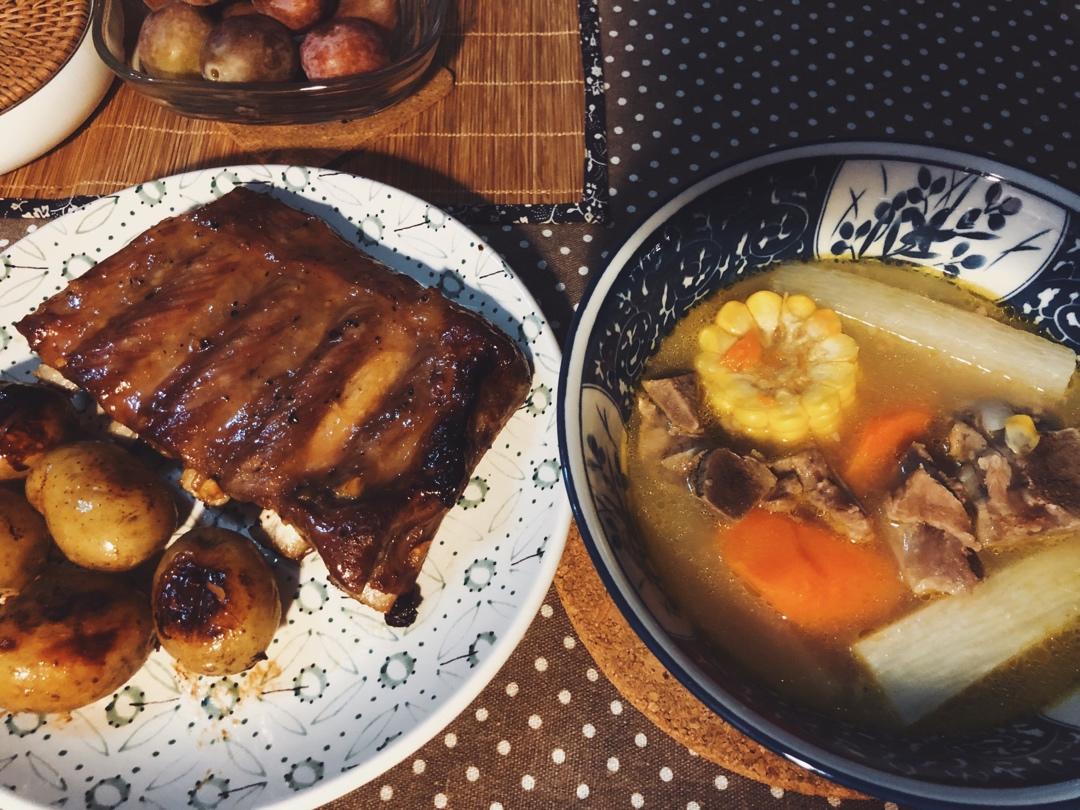 外焦里嫩的蒜香烤猪肋排