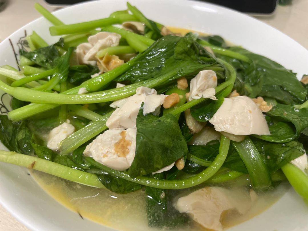 鲜掉眉毛的超快手素食上汤鸡毛菜