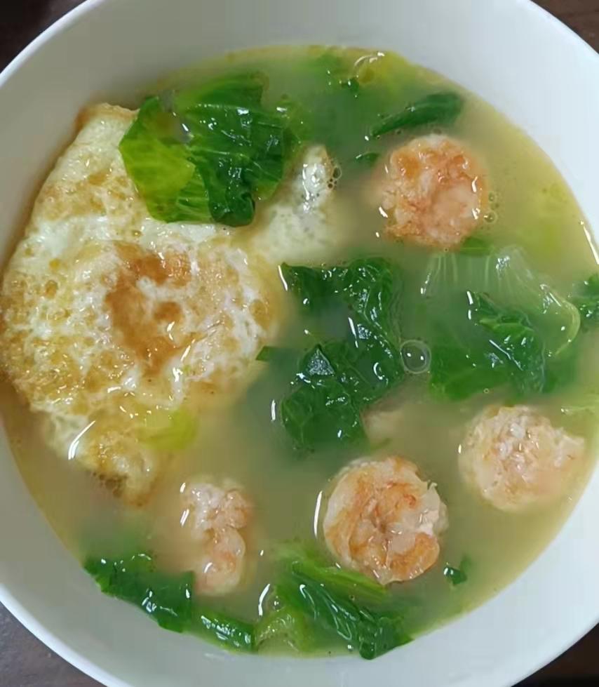 鲜虾鸡蛋生菜煲