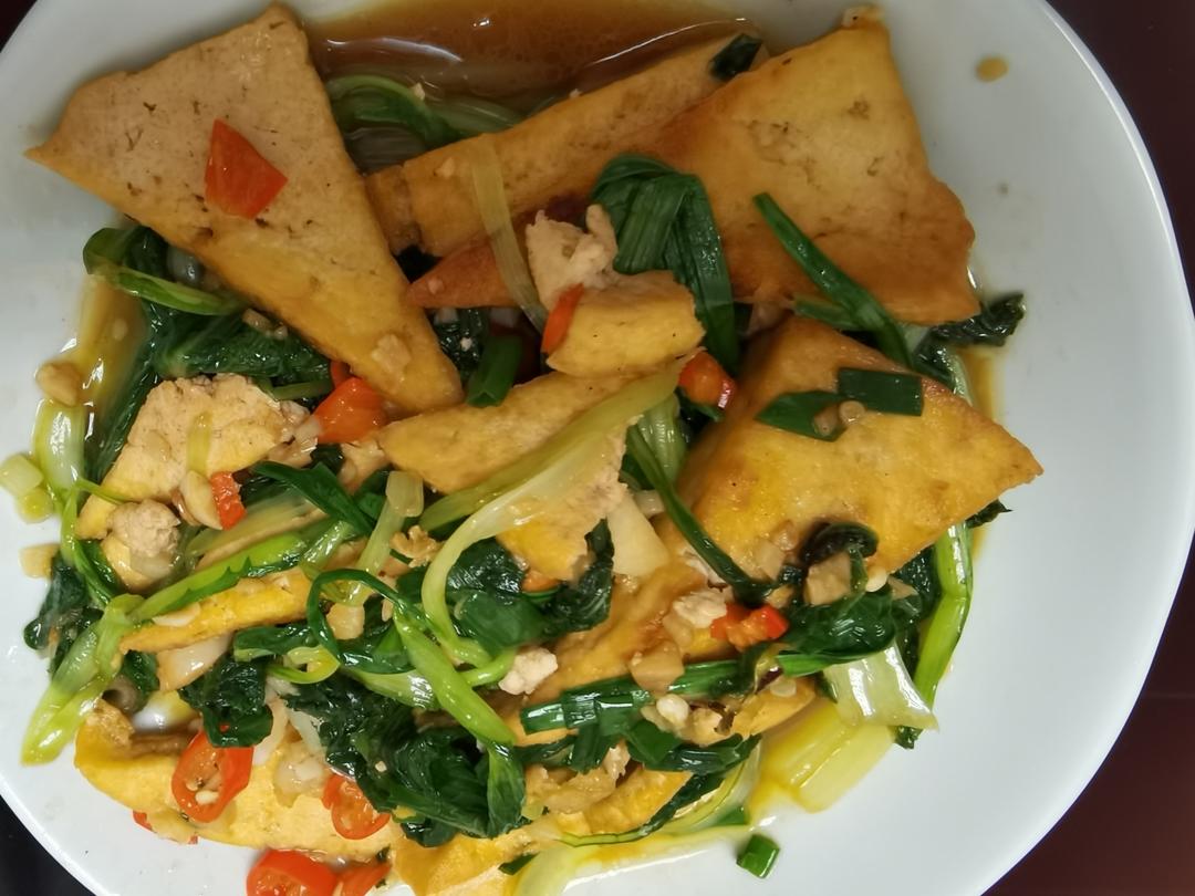 小白菜炒嫩豆腐