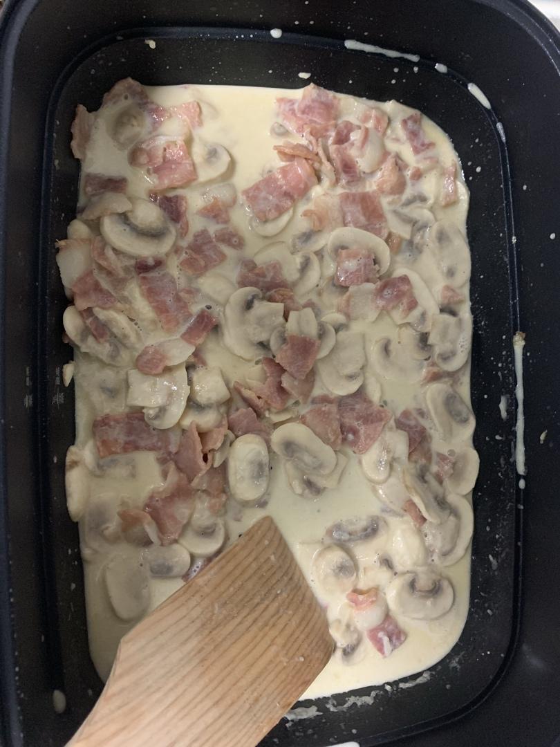 奶油蘑菇培根白酱意面（快手菜）