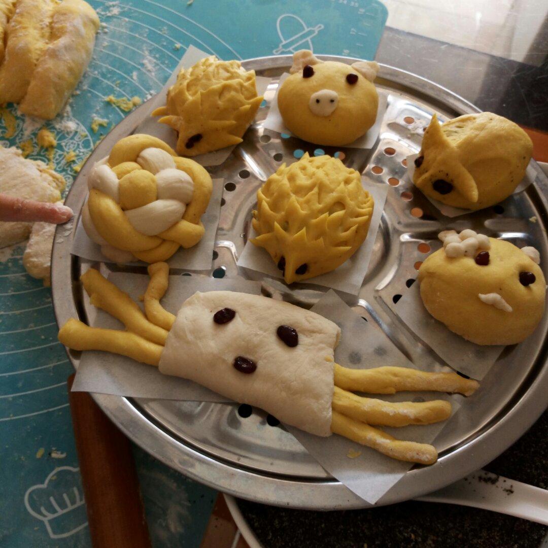 渐变紫薯绣球馒头