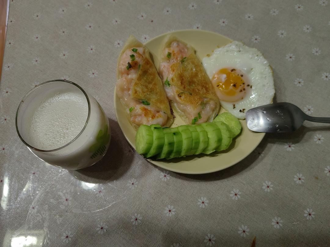 快手早餐虾滑手抓饼