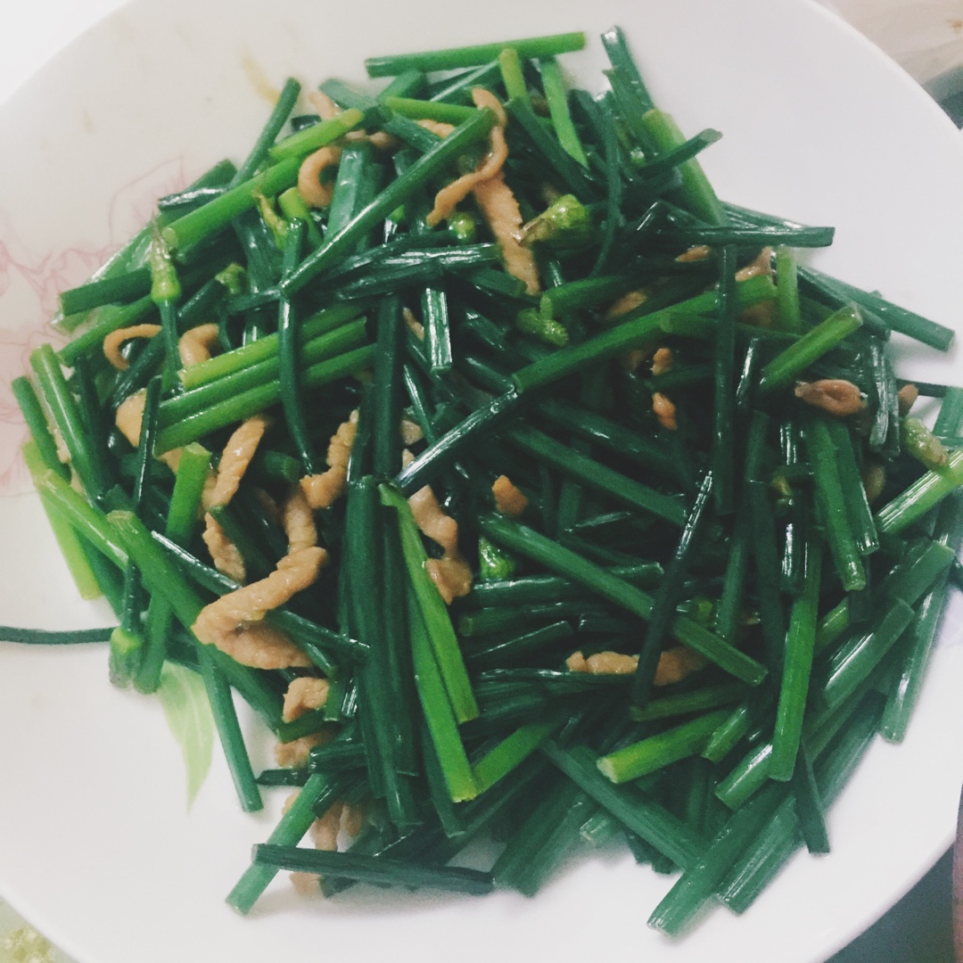 韭菜苔炒肉丝