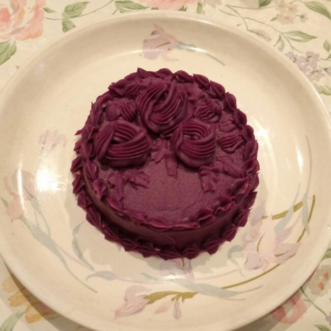 椰浆紫薯泥裱花（无奶油蛋糕装饰）