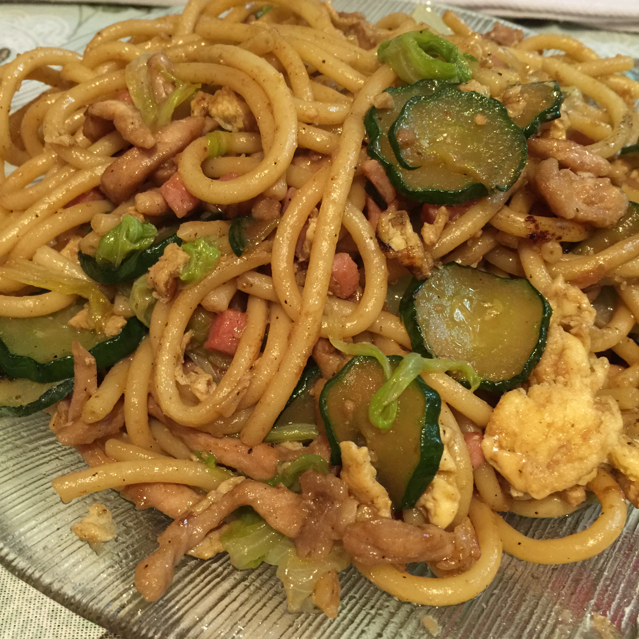 青菜肉丝炒面