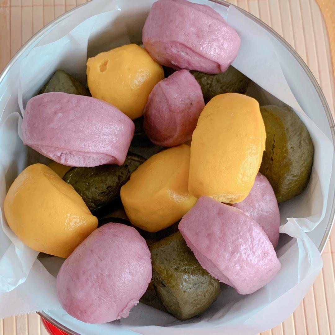 糖果色馒头（一次发酵花样刀切之1⃣️）