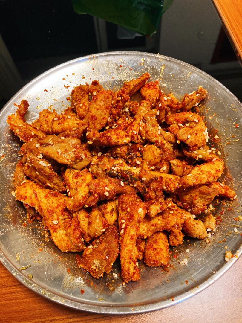 低脂低卡馋哭隔壁小孩香辣孜然鸡肉条