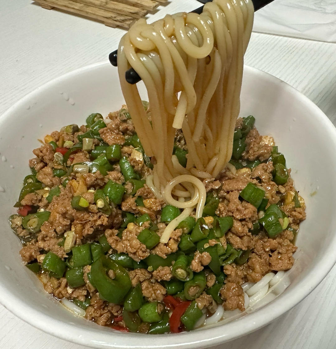 豆角肉末拌粉