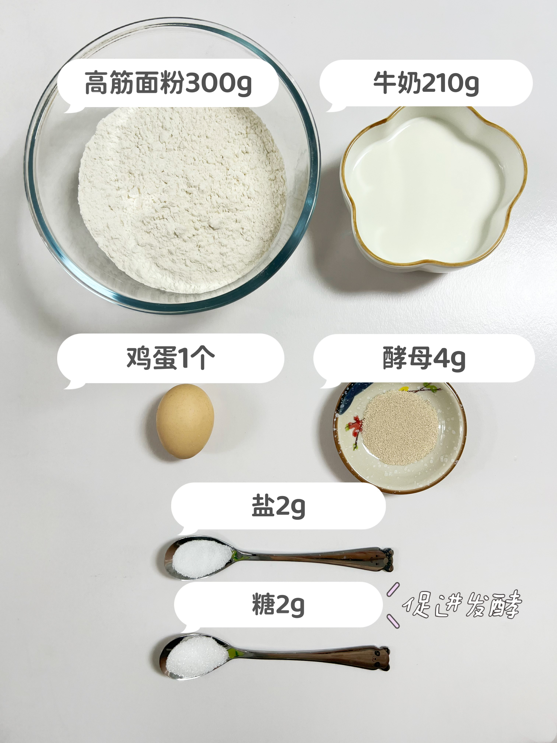 无糖无油牛奶吐司（一次发酵）❗️免手套膜（手揉/和面机/厨师机）的做法 步骤1