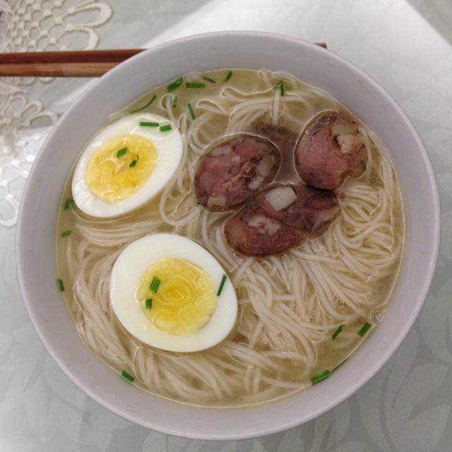 笼笼做的葱花猪油面