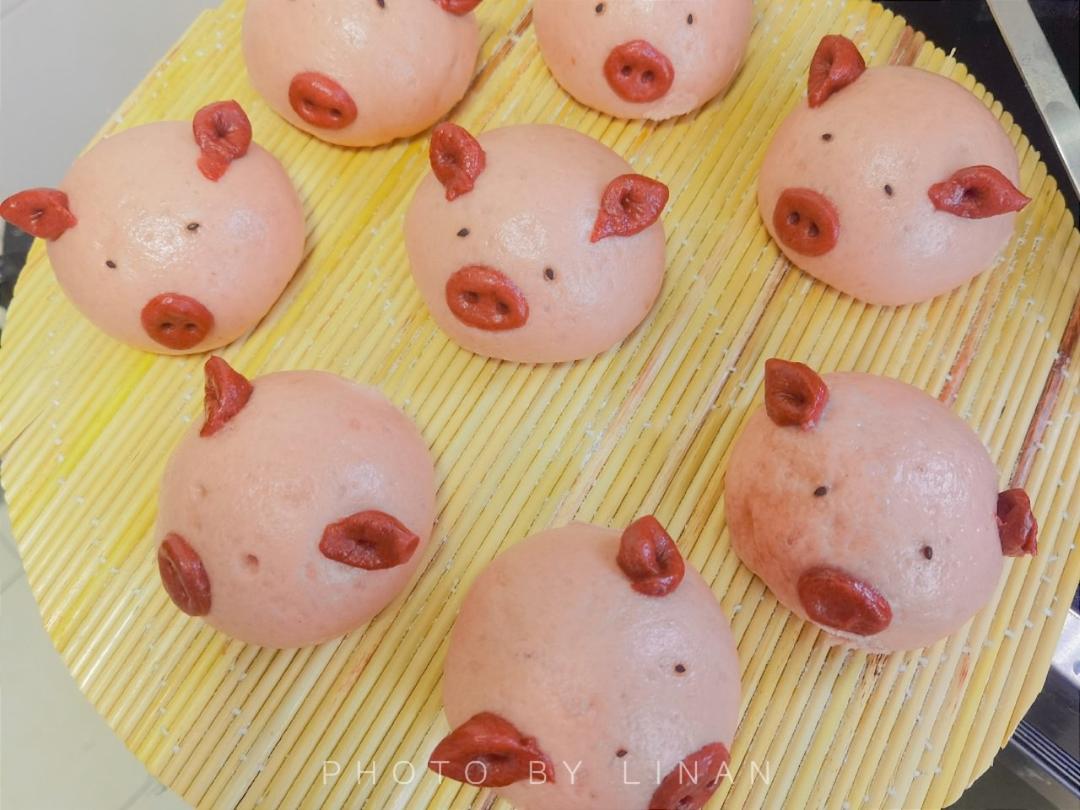 卡通馒头，小猪豆沙包，花样馒头