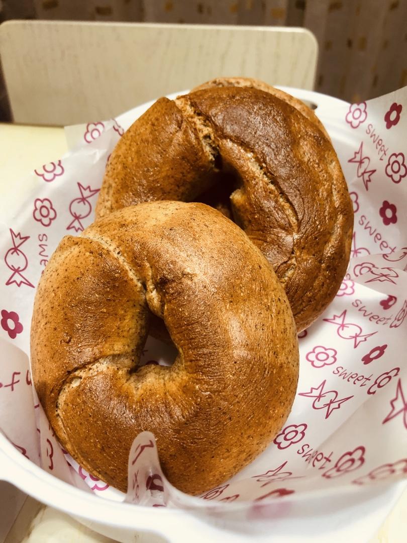 快手贝果，无糖无油黑全麦贝果，减脂必备！