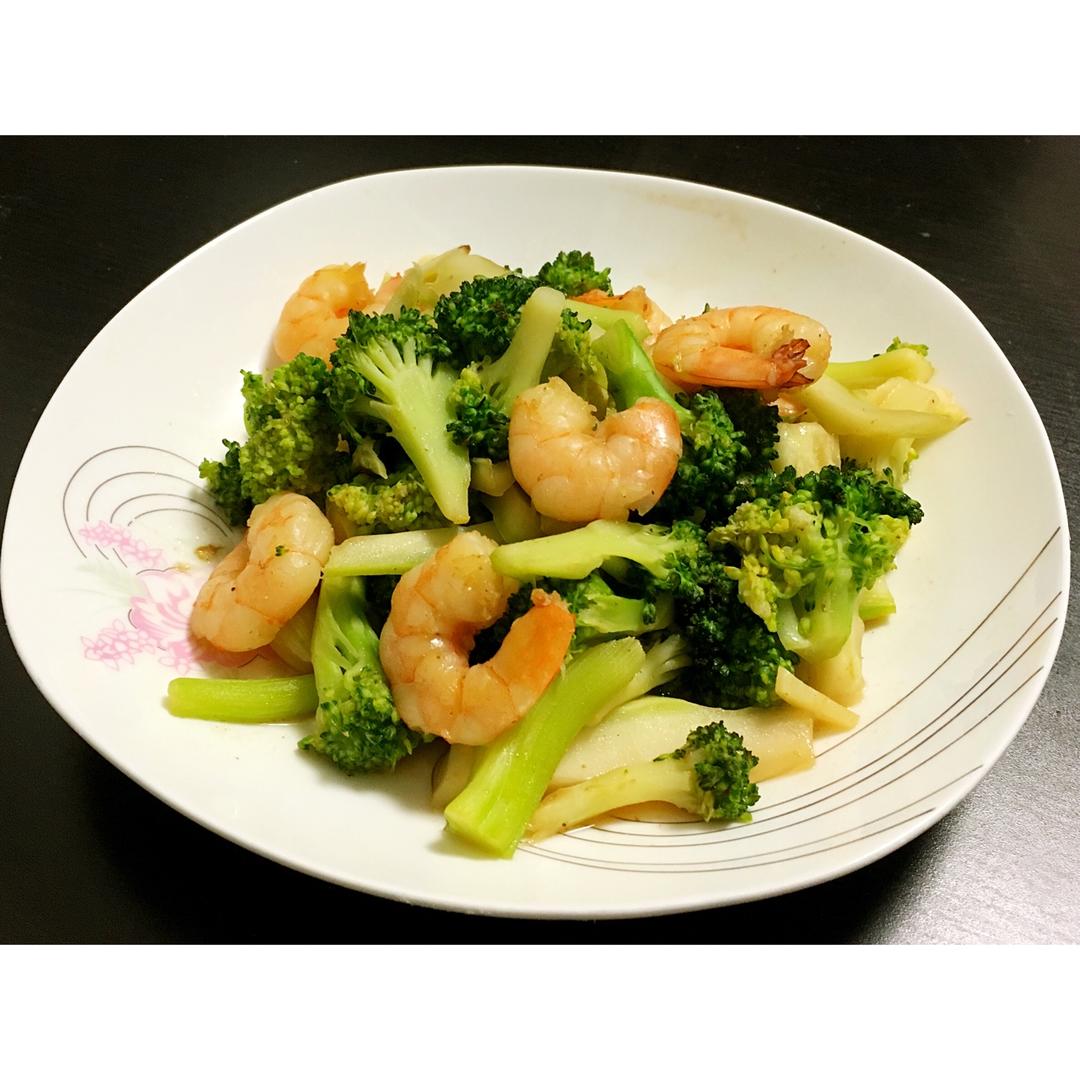 虾仁炒西兰花