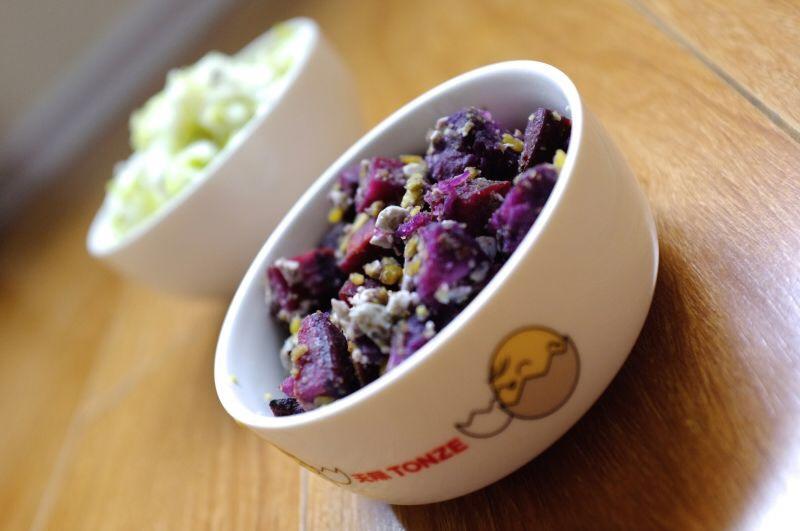咸蛋焗紫薯的做法