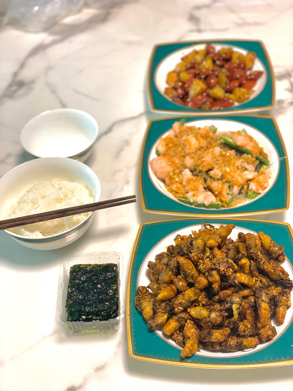 秋葵粉丝蒸虾滑
