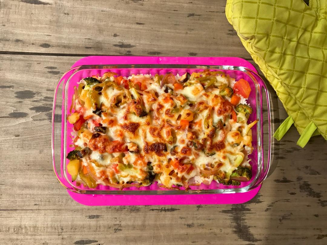 鲜虾培根芝士焗饭