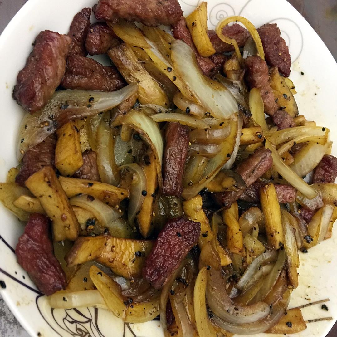 黑胡椒杏鲍菇牛肉粒