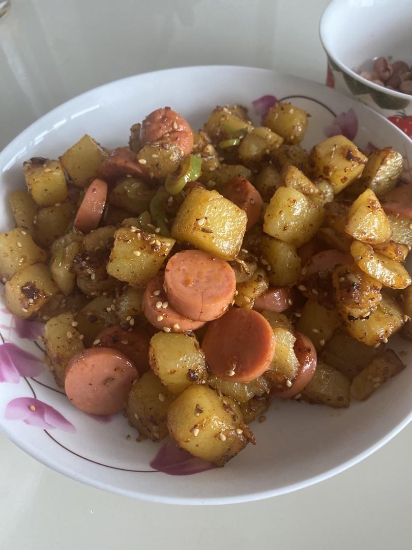 🔥秒杀路边摊❗️好吃到爆的孜然火腿土豆丁❗️