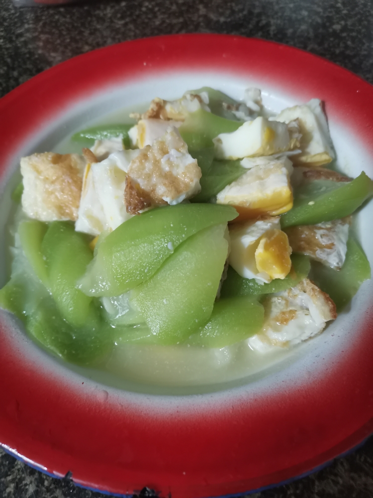八角瓜焖煎蛋的做法